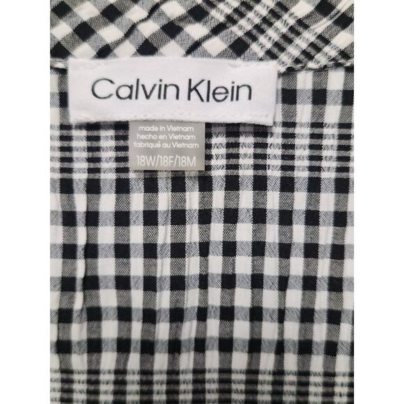 Calvin Klein Black & White Gingham V‑Neck Mini Dress - Picture 3 of 10